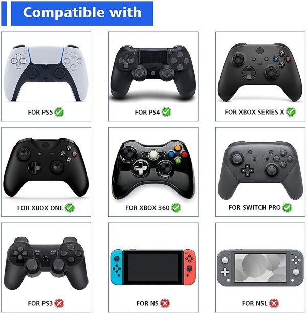 ⁦PlayVital 5 Pairs Aim Assist Target Motion Control Precision Rings for PS5, for PS4, Xbox Series X/S, Xbox One, Xbox 360, Switch Pro Controller - 5 Colors 3 Different Strength⁩ - الصورة ⁦2⁩