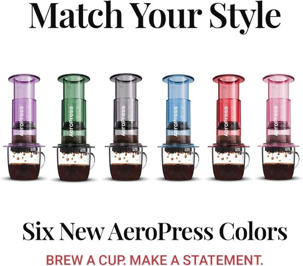⁦AeroPress Clear Coffee Press – 3 In 1 Brew Method Combines French Press, Pourover, Espresso, Full Bodied Coffee Without Grit or Bitterness, Small Portable Coffee Maker for Camping & Travel, Blue⁩ - الصورة ⁦8⁩