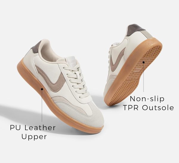 ⁦LUCKY STEP Women's Retro Fashion Sneakers Classic Casual Walking Shoes Non Slip Comfort Skate Shoes⁩ - الصورة ⁦3⁩