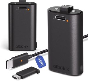 afbptek 2 Pack Rechargeable Battery Pack, Xbox Series X/S Controller Game Accessories with Fast Charger and 10FT USB-C Charging Cable, Compatible with Xbox one/s/x/Elite Controller,