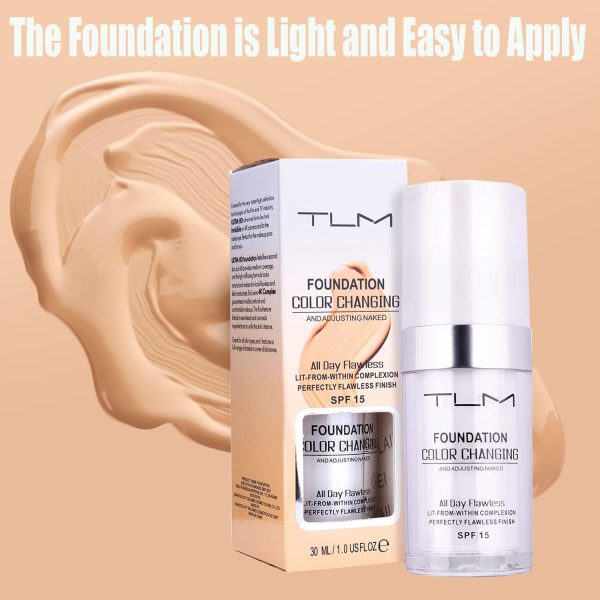 ⁦Omaky 30ml TLM Concealer Cover Cream Flawless Colour Changing Foundation Makeup Base Nude Face Liquid Cover Concealer Changing Warm Skin Tone Moisturizing Cover for women&girls(2pcs)⁩ - الصورة ⁦3⁩