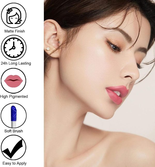 ⁦NALACAL 5 Colors Lip Stain Peel Off, Tear Off Lipstick Peel Reveal Lip Stain, Non-stick Cup Liquid Lipstick Matte Finish Lip Makeup, Long Lasting Waterproof⁩ - الصورة ⁦4⁩