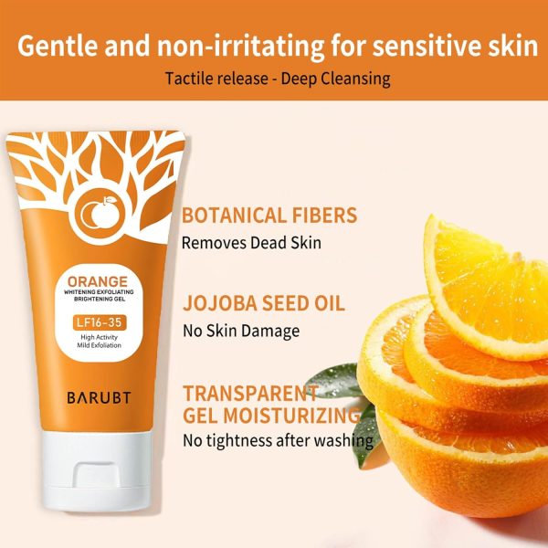 ⁦Orange Exfoliating Gel, Moisturizer Face Body Scrub Gel,Deep Cleansing Moisturizing Facial Exfoliator,Natural Orange Peeling Gel Face Scrub (2PCS)⁩ - الصورة ⁦2⁩