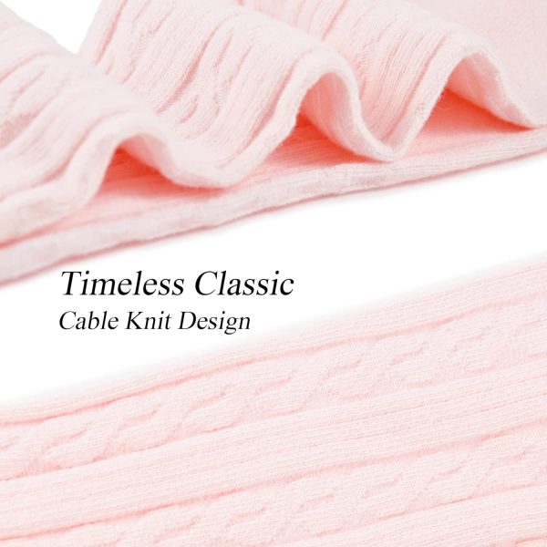 ⁦Toddler Girls Cotton Tights, Cable Knit Leggings, 3 Pairs, White Pink Grey, Ages 1-4 (UAE/KSA, Age, 1, 2, White Grey Pink)⁩ - الصورة ⁦6⁩