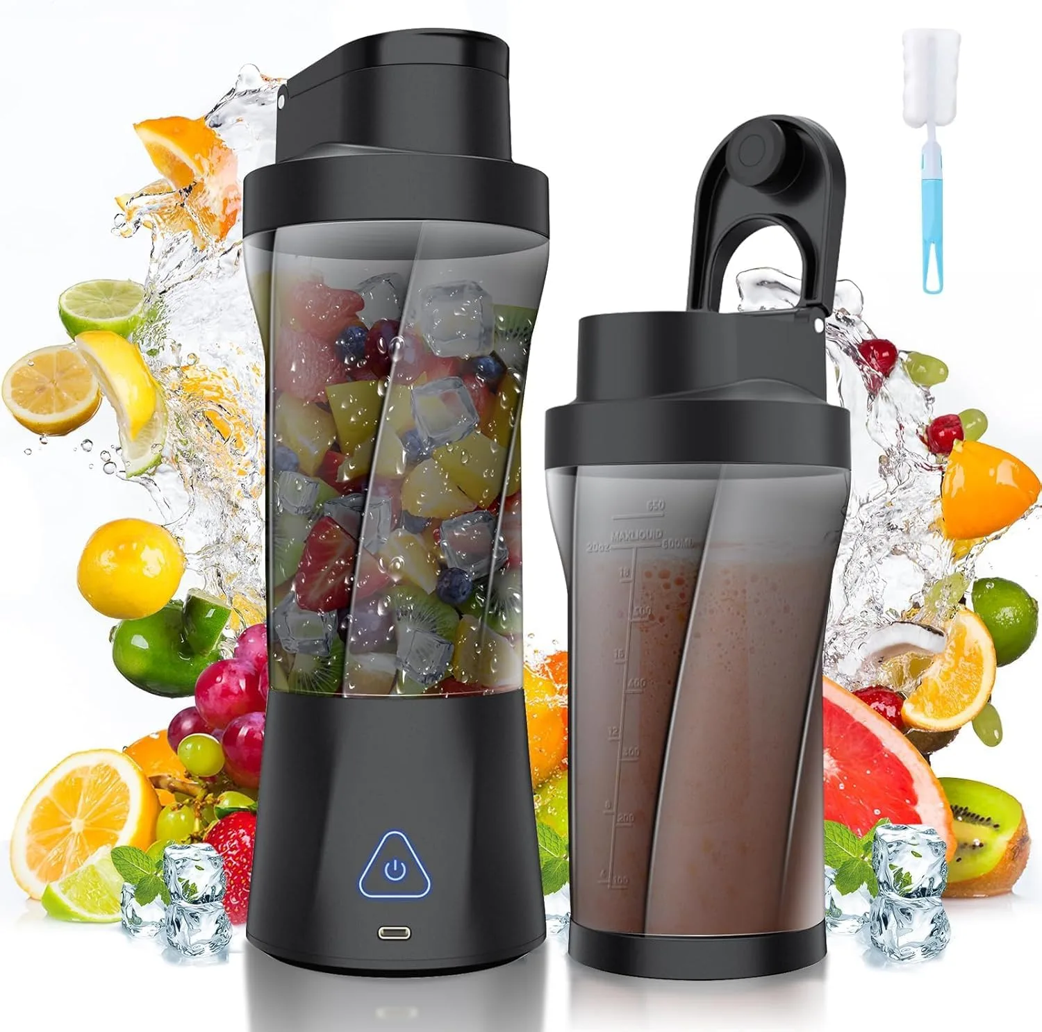360W Portable Blender Cordless, 22oz Personal for Smoothies and Shakes, Mini Blender Bottle with 6000mah Battery, BPA Free, 22000rpm Small Travel Cup for Home, Kitchen, Gym