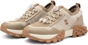 NEWBELLA Women’s Rover 2.0 Fashion Sneakers – Slip-On Breathable Knit Trainers with Chunky Sole, Casual Walking Shoes for Daily Street Style