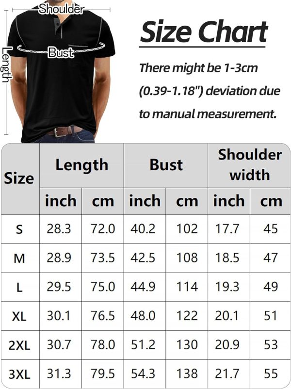 ⁦SEAUR Mens Short Sleeve Henley T-Shirts Casual Fashion Slim Fit Tops Round Neck Summer Basic Shirts Classic Button Up Tee⁩ - الصورة ⁦4⁩