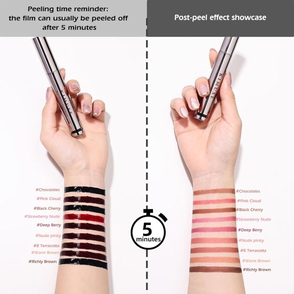 ⁦KIMUSE Peel Off Lip Liner Stain, Long Lasting Lip Tint Stain Peel Off, Waterproof, Transfer-Proof, Highly Pigmented Color Peel Off Lip Stain Liner, Matte Finish⁩ - الصورة ⁦5⁩