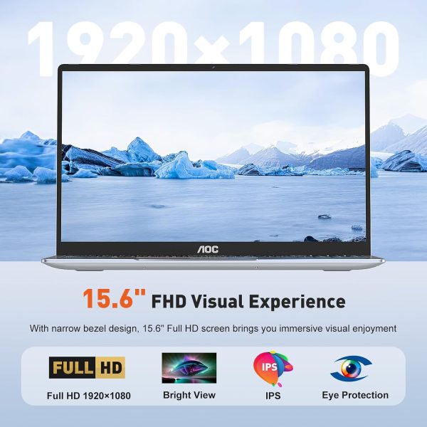 ⁦AOC Laptop Computer 16GB RAM 512GB SSD Work Laptops 15.6 Inch FHD Screen Premium Laptop (Up to 3.6GHz) Windows 11 Laptop Computer, Light&Thin, Metal Shell, Webcam, Type-C, USB3.2⁩ - الصورة ⁦5⁩