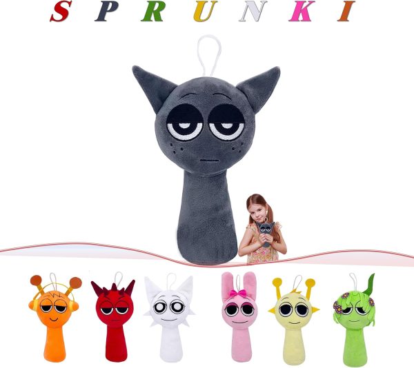 ⁦Onetraum Sprunki Incredibox Plush Toy Stuffed Toys: Cuddly Soft Plush, Robust and Environmentally Friendly for Children and Game Fans (Grey)⁩ - الصورة ⁦2⁩
