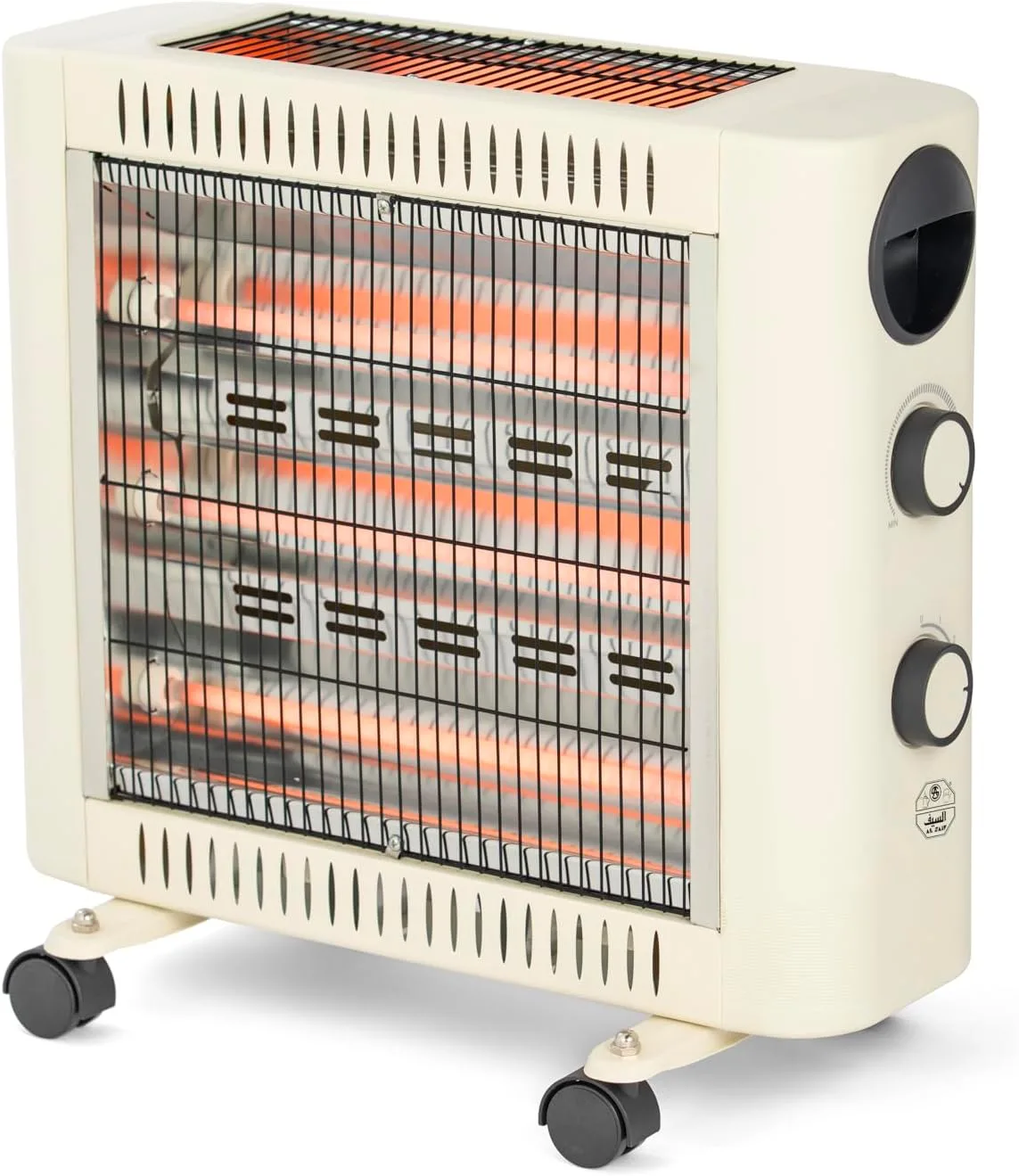 ALSAIF 2000W Electric Quartz Heater with wheels, automatic overheat protection for safety. beige E07009 2 year warranty.
