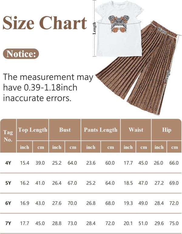 ⁦SEAUR Girls 2 Piece Outfits Kids Clothes Cute Cool Children Crop Tops Pants Summer Clothing Sets 3-14 Yeras⁩ - الصورة ⁦6⁩