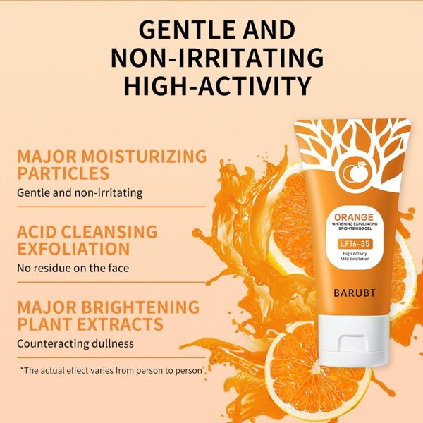⁦Orange Exfoliating Gel, Moisturizer Face Body Scrub Gel,Deep Cleansing Moisturizing Facial Exfoliator,Natural Orange Peeling Gel Face Scrub (2PCS)⁩ - الصورة ⁦4⁩