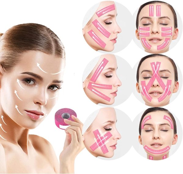 ⁦Hepiide 2 Pcs Wrinkles Face Patches,Face Stickers Neck Eye Do-uble Ch-in Lift V Shape Refill Tapes Thin Skin Care,High Ela-s-tic-ity Wr-i-nk-le Patches Tape Face Skin Lifting Tape (Pink)⁩ - الصورة ⁦4⁩
