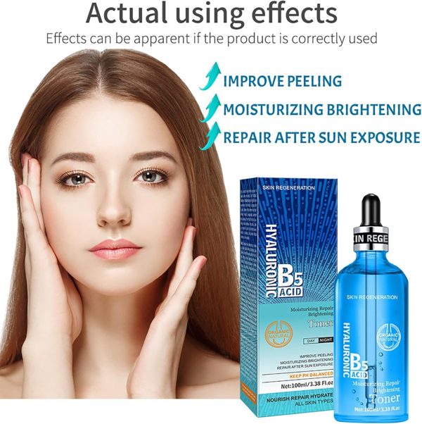 ⁦TERRIFI Hyaluronic Acid & B5 Face Toner, Hydrating Essence Water for Moisture and Skin Plumping, Smooths, Firms, and Lifts for Restored Elasticity and Reduced Dryness⁩ - الصورة ⁦2⁩