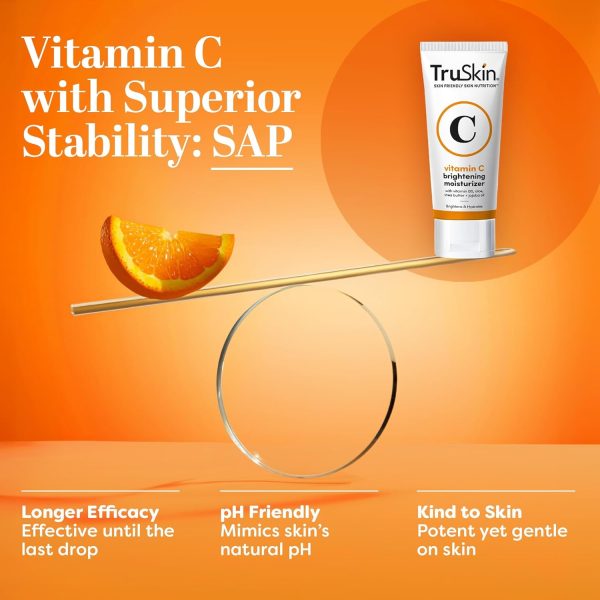 ⁦TruSkin Vitamin C Face Moisturizer, a Brightening Anti Aging Wrinkle Cream for Face, Formulated with Vitamin B5, Vitamin E, Jojoba Oil, Organic Aloe Vera and Green Tea for Natural Skin Health, 2 fl oz⁩ - الصورة ⁦4⁩