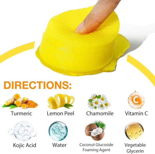 ⁦Turmeric Kojic Acid Cleansing Pads - Makeup Remover & Skincare Pads - Soft, Absorbent, Unbleached Facial Cotton, Glow Organic Skin Care - 50 Count⁩ - الصورة ⁦4⁩