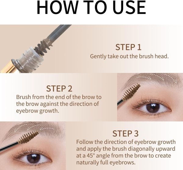 ⁦NALACAL Waterproof Tinted Brow Gel - Long-Lasting, Smudge-Resistant Eyebrow Shaping Makeup Gel - Liquid Thickening, Volumizing Brow Mascara in 02 Light Brown⁩ - الصورة ⁦6⁩