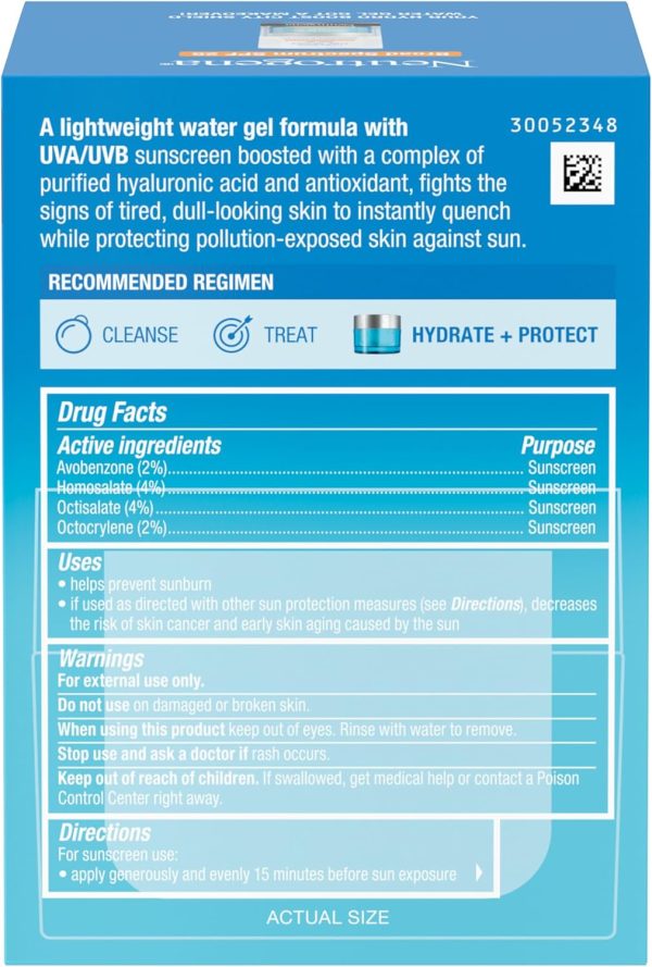 ⁦Neutrogena Hydro Boost City Shield Water Gel with Hydrating Hyaluronic Acid, Facial Moisturizer with Broad Spectrum SPF 25 Sunscreen, Oil-Free, Alcohol-Free, Non-Comedogenic, 1.7 oz⁩ - الصورة ⁦8⁩