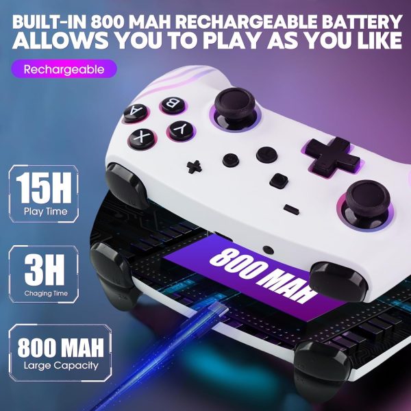 ⁦Gaming Controller with Hall Effect Trigger, Azonee Wireless Remote for Nintendo Switch/Lite/OLED/PC/for IOS/Android/for Steam, RGB LED, Turbo Function⁩ - الصورة ⁦4⁩