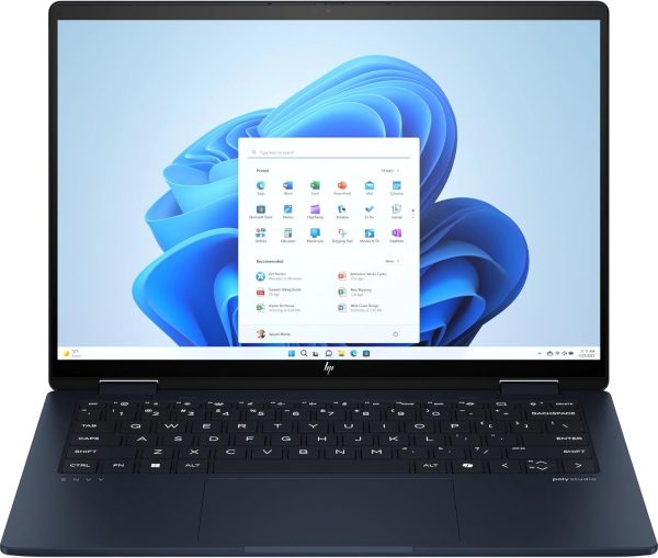 ⁦HP Envy x360 2-in-1 Laptop 14, 14" 2.8K, Touch screen, Intel Core Ultra 7-155U, Intel Integrated Graphics, 16GB RAM, 1TB SSD, Windows 11 Home, Atmospheric blue - A24VXEA⁩ - الصورة ⁦2⁩