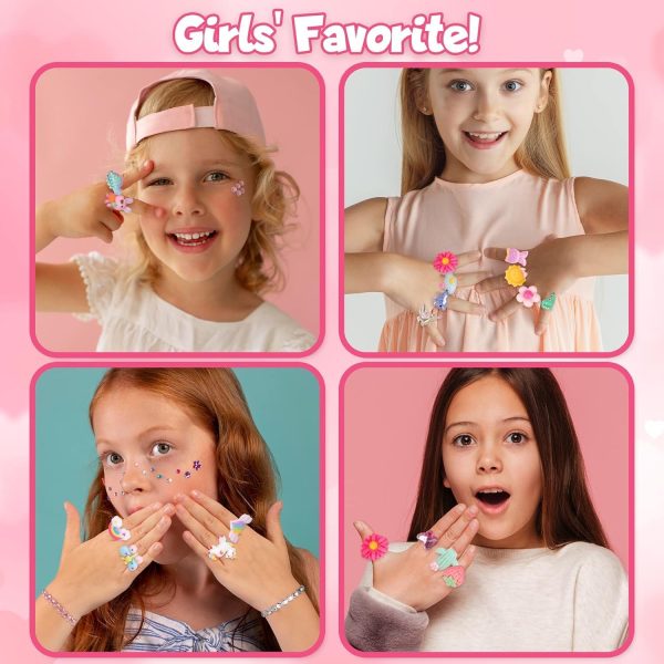 ⁦Little Girl Jewel Rings in Box, 24Pcs Kids Play Ring, Pretend Play and Dress Up Ring for 4-12 Year Old Girl Birthday Gifts, No Duplication Diamond Ring for Children, Party Favors for Kids⁩ - الصورة ⁦2⁩