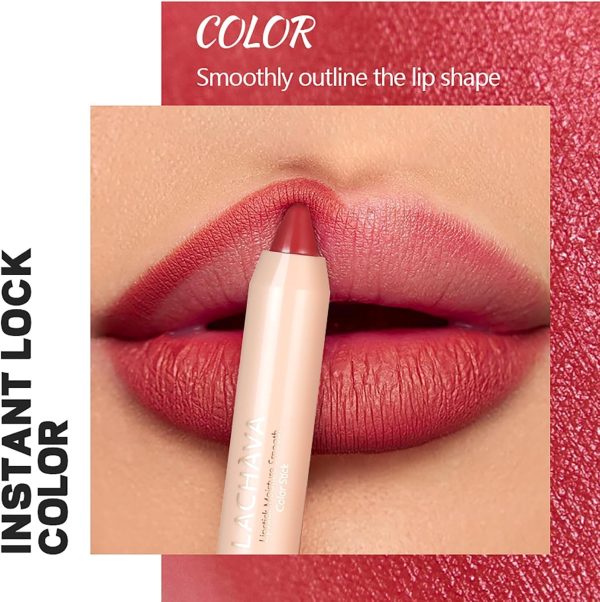 ⁦Hepiide 2 Pcs Nude Matte Velvet Crayon Lipstick, Moisturizing Lightweight Creamy Lip Color, Waterproof Long-Lasting Crayon Lip Gloss for Women, Non-Sticky, Ultra Matte Lip Liner Pen (Color, 08)⁩ - الصورة ⁦4⁩