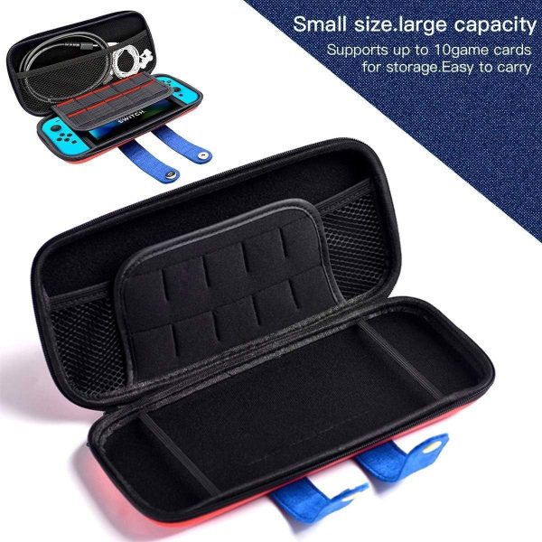 ⁦Cute Carrying Case for Nintendo Switch 2 [7.9'] 2025 - Protective Hard Shell Portable Travel Carrying Case Pouch for Switch Console and Accessories (Red Blue)⁩ - الصورة ⁦2⁩