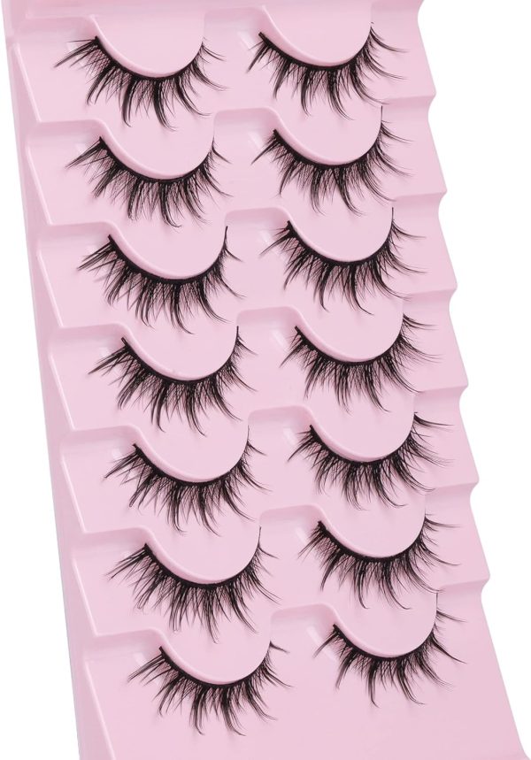 ⁦SWIUKPHE Manga Lashes, Natural Look False Eyelashes Anime Lashes, Mink 3D Volume Eyelashes Pack Cosplay Fake Eyelashes Look Like Individual Cluster, 7 Pairs⁩ - الصورة ⁦6⁩