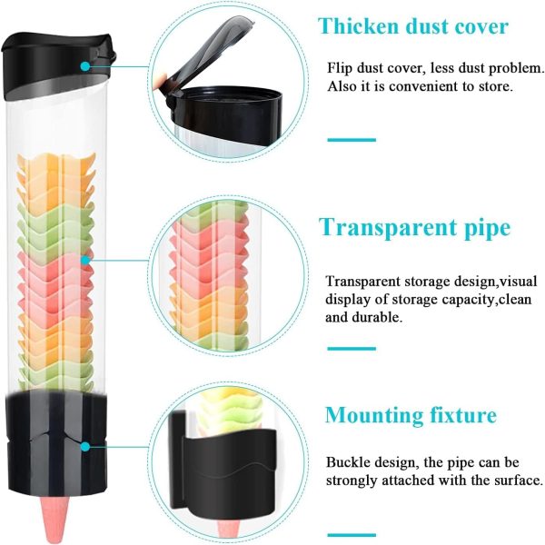 ⁦Saladulce Ice Cream Cone Dispenser Holder Wall Mount Cone Holder Waffle Cone Dispenser for Ice Cream Machine, 16.9"Hx3.9"D⁩ - الصورة ⁦2⁩