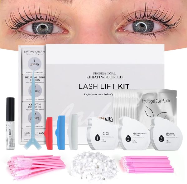 LASHVIEW Lash Lift Kit,Lash Lift,Professional Eyelash Perm Kit,Liquid Set,Semi-Permanent,Curling Perming,Wave Lift Extension Perm Set,10 Times
