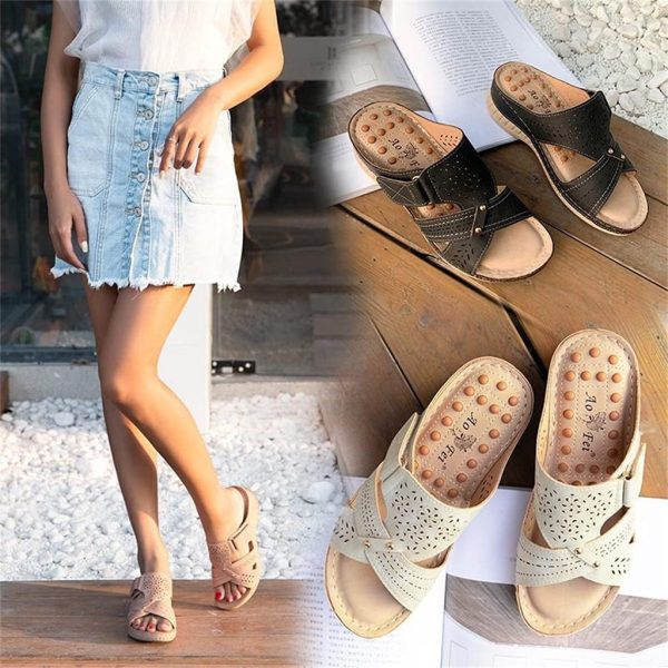 ⁦wuzhengzhijia Women's PU Leather Orthopedic Sandal, 39 EU⁩ - الصورة ⁦4⁩