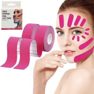 Hepiide 2 Pcs Wrinkles Face Patches,Face Stickers Neck Eye Do-uble Ch-in Lift V Shape Refill Tapes Thin Skin Care,High Ela-s-tic-ity Wr-i-nk-le Patches Tape Face Skin Lifting Tape (Pink)