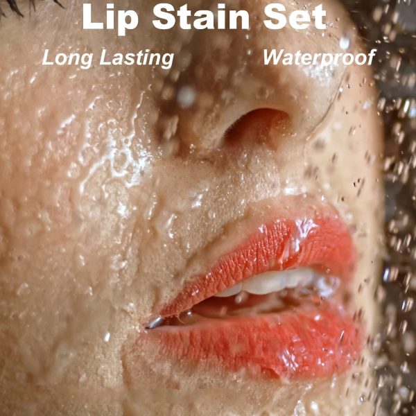 ⁦NALACAL 5 Colors Lip Stain Peel Off, Tear Off Lipstick Peel Reveal Lip Stain, Non-stick Cup Liquid Lipstick Matte Finish Lip Makeup, Long Lasting Waterproof⁩ - الصورة ⁦3⁩