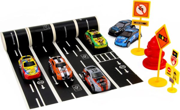 ⁦TORMEN Road Sticker Rolls Cars Track and Train Sets Sticker Perfect to Develop Your Kids Imagination and Memory, Play and Gifts for Children Toys (2 Road + 4 Curves + 4 Traffic Signs）⁩ - الصورة ⁦4⁩