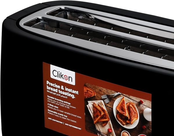 ⁦CLIKON 4 SLICE COOL TOUCH TOASTER 1200W-1400W⁩ - الصورة ⁦4⁩
