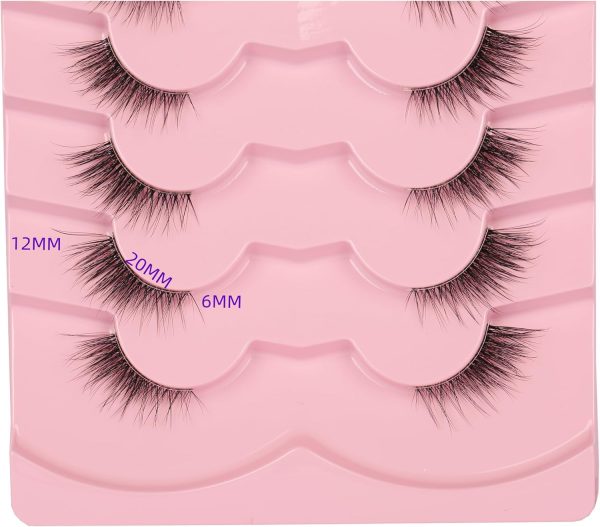 ⁦Gmagictobo Natural Half Lashes Cat Eye Look False Eyelashes Clear Band Fake Eyelashes Light Volume Soft Strip Eyelashes 7 Pairs⁩ - الصورة ⁦2⁩