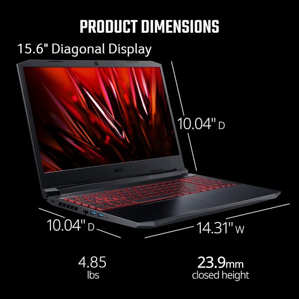 ⁦Acer Nitro 5 AN515-57-79TD Gaming Laptop|Intel Core i7-11800H|NVIDIA GeForce RTX 3050 Ti Laptop GPU|15.6" FHD 144Hz IPS Display|8GB DDR4|512GB NVMe SSD|Killer Wi-Fi 6|Backlit Keyboard,Black⁩ - الصورة ⁦10⁩