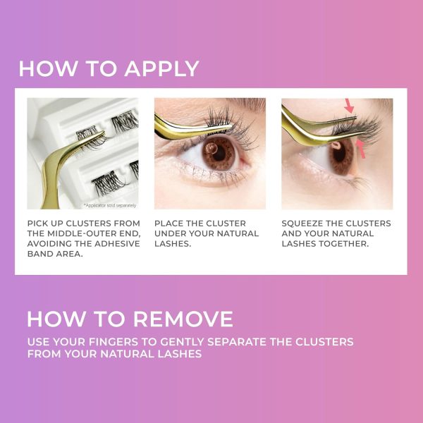 ⁦imPRESS KISS False Eyelashes, Lash Clusters, Falsies, Airy Wispy', 12mm-14mm, Includes 12 pieces of pre-bonded lashes, Contact Lens Friendly, Easy to Apply, Reusable Strip Lashes⁩ - الصورة ⁦2⁩