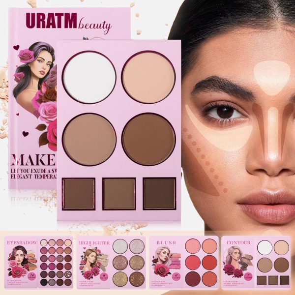 ⁦Azonee Foldable Makeup Palette Set, High-Chroma Eye Makeup Palette, Portable and Long-Lasting | Contour Blush Highlight Eyeshadow, 43 Shades for A Variety of Looks, Cosmetics Gift Set⁩ - الصورة ⁦3⁩