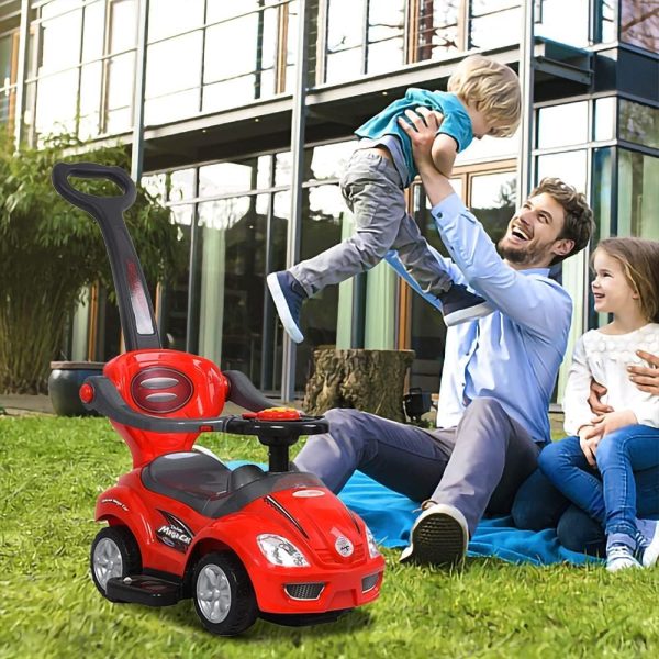 ⁦3 in 1 Kids Ride on Car Push Car with Music and Lights, Push Car Toy for Kids with Safety Bar and Push Handle, for 1-3 Years Old Toddlers (Red)⁩ - الصورة ⁦3⁩