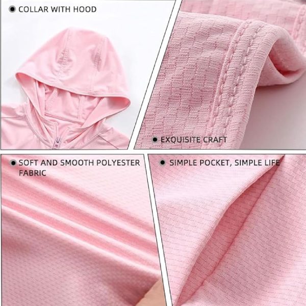 ⁦Toddler Sun UV Protection Hoodie, Kids Jacket Clothing, Lightweight Breathable Summer Jacket, Summer Cool Hoodie, Thin Hoodie, Long Sleeve UPF50+, Suitable for Girl Daily Wear 2-8 Years⁩ - الصورة ⁦4⁩