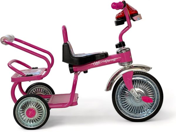 ⁦ALBADER Toddler Bike With Double Seat, Tricycle for Children, Balance Bike With Music & Lights Effects, Cycle for Boys, Kids Tricycles Suitable For KIds 3-8 Years Old (Not Assembled, Pink)⁩ - الصورة ⁦6⁩