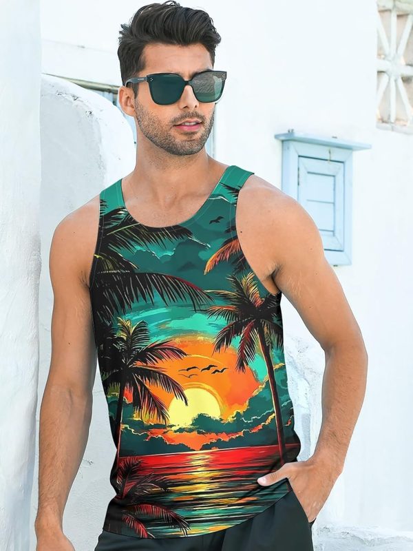 ⁦RAISEVERN Funny 3D Printed Tank Tops Mens Summer Sleeveless Vest T-Shirt⁩ - الصورة ⁦5⁩