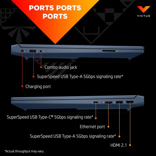 ⁦HP Victus Gaming Laptop 15-fa1099ne, 15.6" FHD, 13th Gen Intel® Core™ i5, 8GB RAM, 512GB SSD, 4GB NVIDIA® GeForce RTX™ 2050 Graphics, Windows 11 Home, En -Ar KB, Performance blue - [8H9F6EA]⁩ - الصورة ⁦6⁩