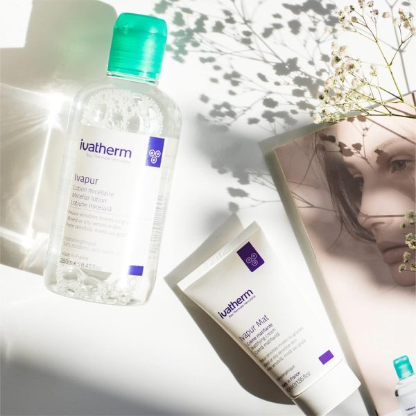 ⁦Ivatherm Ivapur Mat matifying cream 40ml, To hydrate and mattify the appearance of combination and oily sensitive skin, White⁩ - الصورة ⁦3⁩