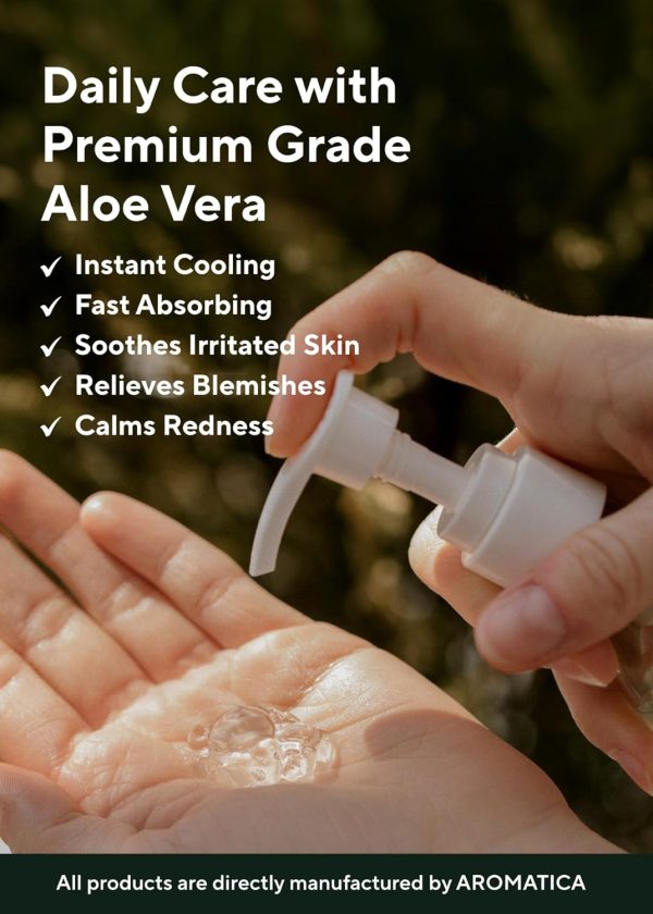 ⁦AROMATICA Organic Aloe Vera Gel 10.14oz / 300ml, Soothing, Cooling, Moisturizing, Vegan, EWG VERIFIED⁩ - الصورة ⁦4⁩