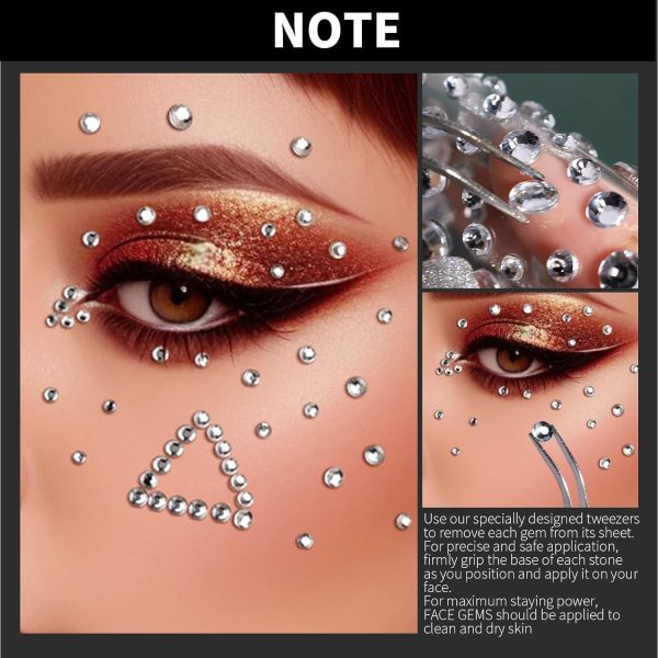 ⁦Paporich Self Adhesive Face Gems and Pearls for Makeup, Festival Jewels, Hair Gems, Rhinestone Stickers for Face, Eye, Makeup, Nail, Body, Crafts⁩ - الصورة ⁦5⁩