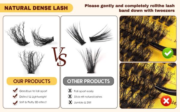 ⁦Excefore DIY Lash Extension Kit, 160Pcs D Curl Individual Lashes, Lash Clusters Kit with Lash Bond and Seal, Cluster Lashes Glue Remover, Eyelash Clusters Applicator Tool for Natural Look (8-16mm)⁩ - الصورة ⁦4⁩