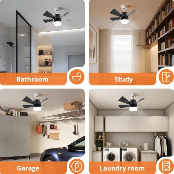 ⁦Dpofirs 15.7In Socket Fan Light, Dimmable 3 Color Temp 3 Wind Speed Light Bulb Fan with Remote, 1H 2H 4H Timer Screw in Ceiling Fan in Light Socket for Bedroom Kitchen 85‑265V (Black)⁩ - الصورة ⁦5⁩